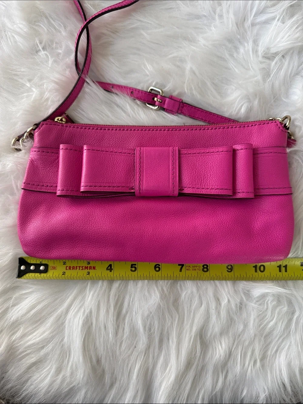 Kate Spade Y2K Hot Pink Leather Bow Crossbody Bag